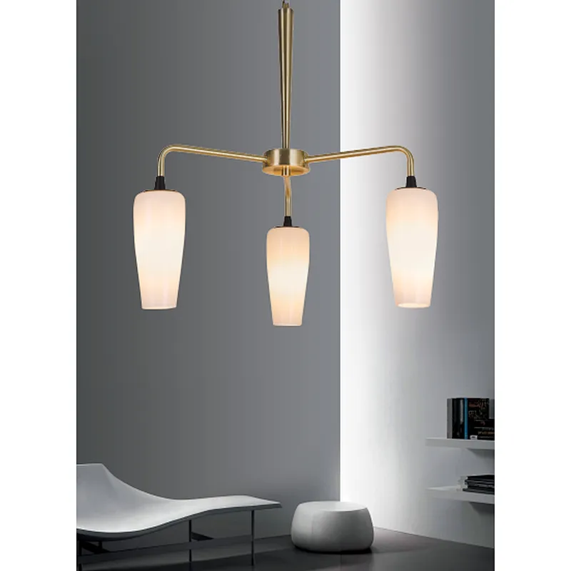 New Design Luxury Modern Pendant Light Hotel Villa Glass Shade Gold Chandelier Hanging Light With E14 Lamp Holder