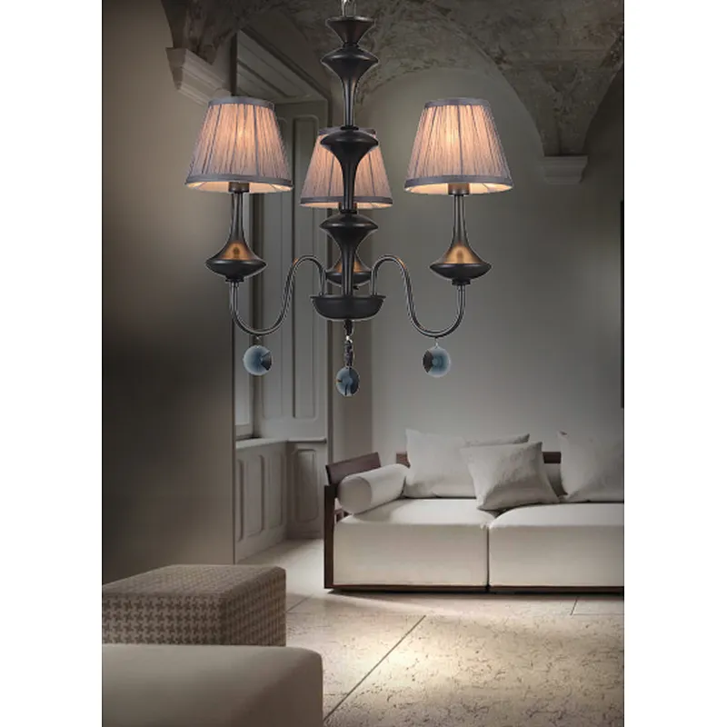 European traditional high quality pendant light with  purple fabric shade E14 crystal chandelier pendant light