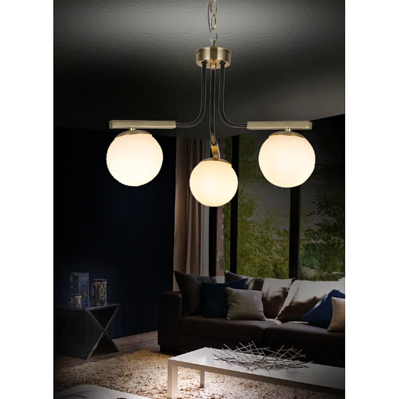 Luxury Pendant Light Concise Style Modern Hotel Villa Glass Globe Chandeliers Pendant Light with E14 Lamp Holder