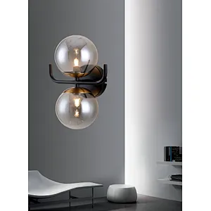High quality Nordic style modern creative wall lamp with smoke glass Indoor Installation G9 *2 wall lamp