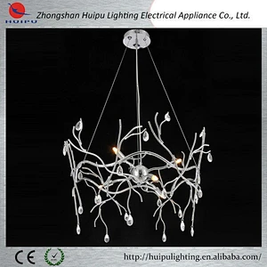 Features vintage chrome crystal chandelier