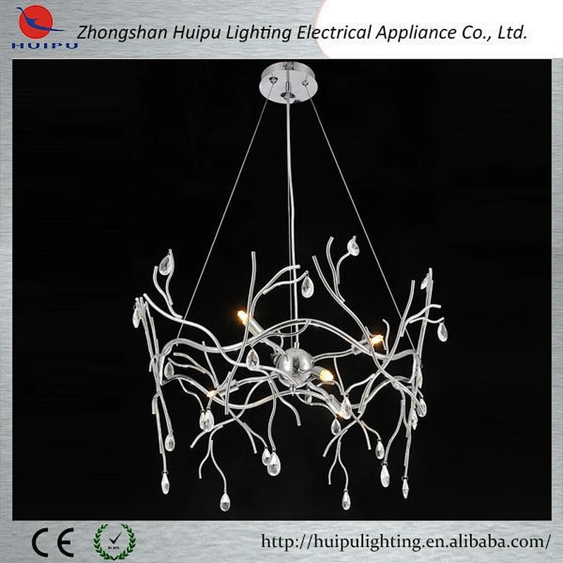 Features vintage chrome crystal chandelier