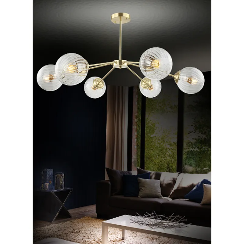 Hot sale European high-end gold ceiling light with clear glass shade hotel home office decoration ceiling lamp