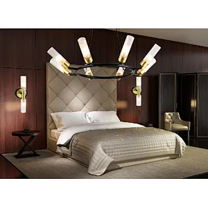 Dubai style hot sale 8 lights black ring chandelier ceiling lamp modern luxury chandelier for bedroom living room dinning