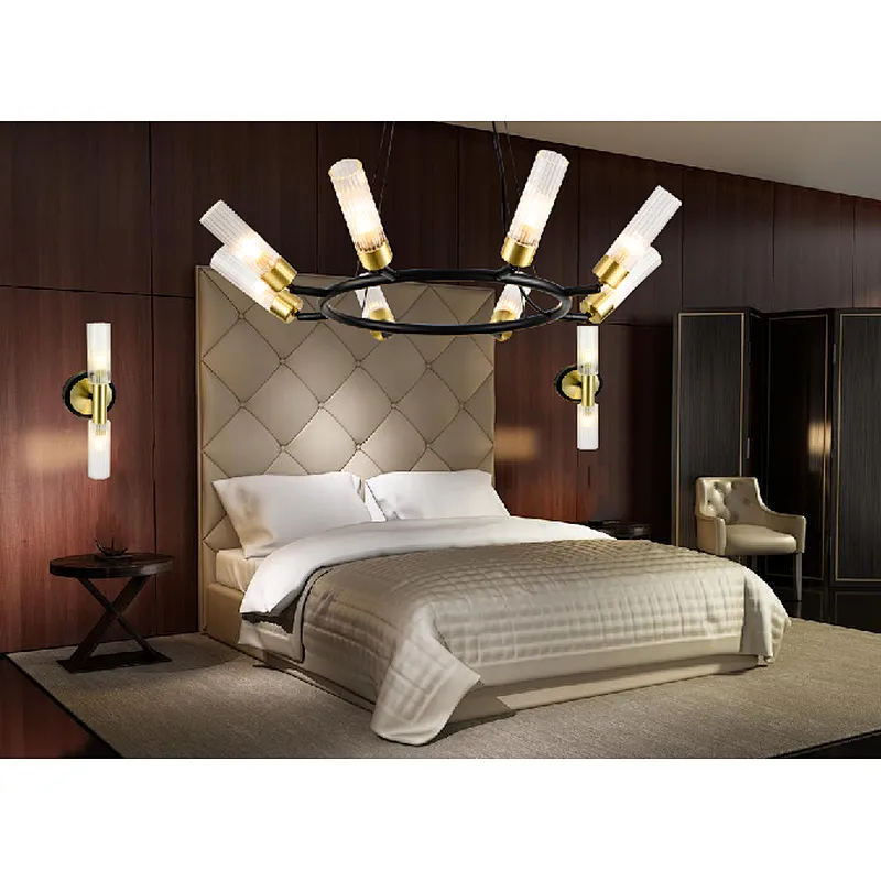 Dubai style hot sale 8 lights black ring chandelier ceiling lamp modern luxury chandelier for bedroom living room dinning