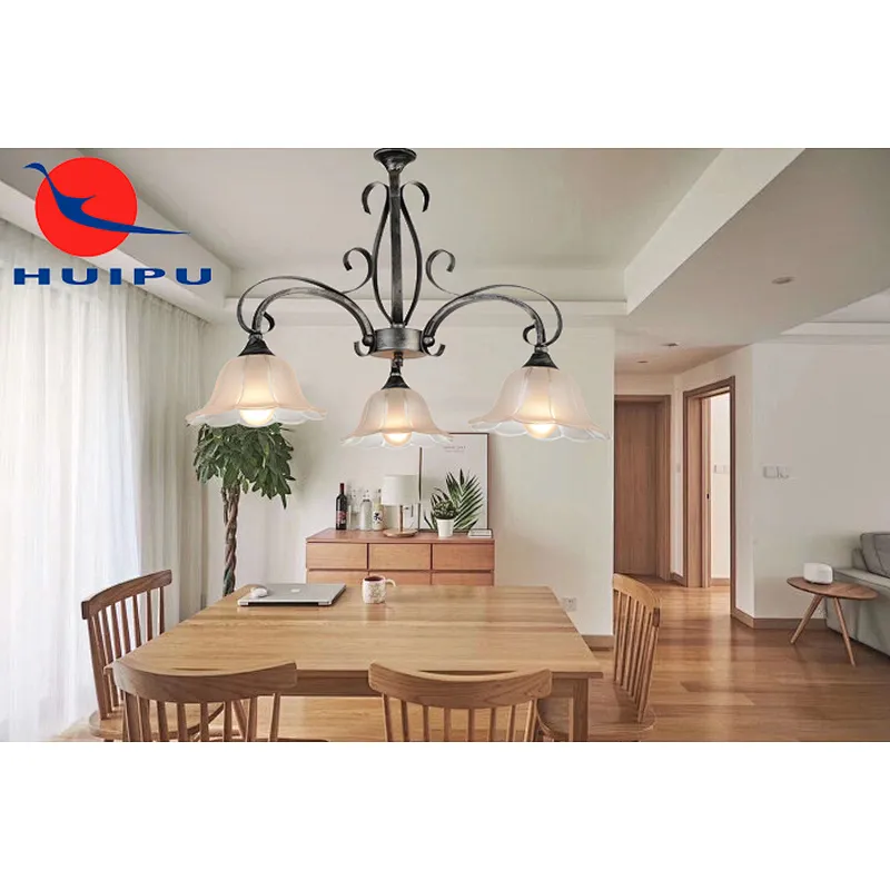 American classic iron art E14*3 pendant light home hotel villa decoration vintage chandelier