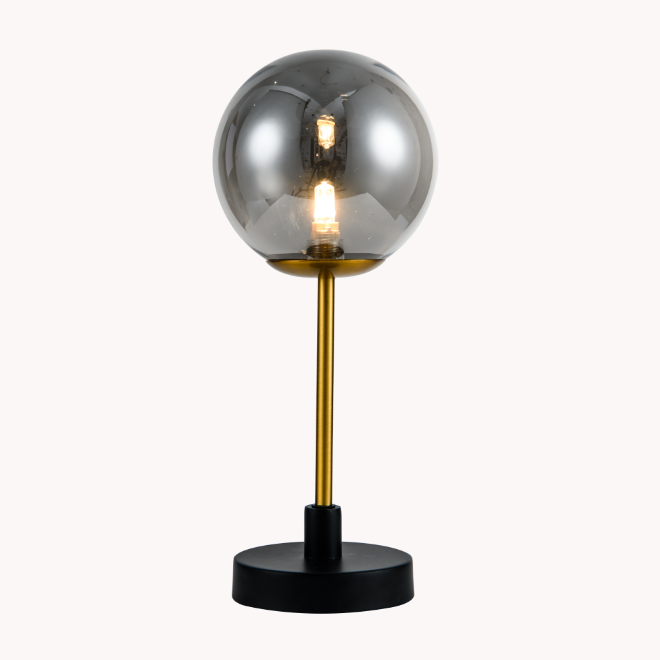 post modern smoky grey glass table lamp