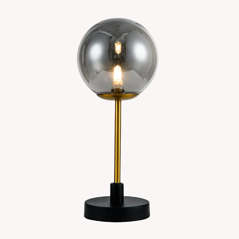 post modern smoky grey glass table lamp