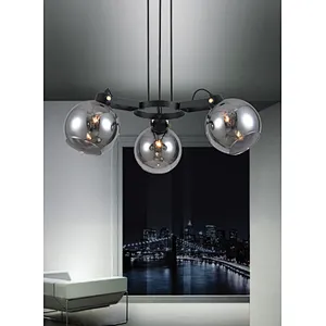 European modern E27 chandelier pendant light with smoke glass restaurant bar home hotel decoration chandelier