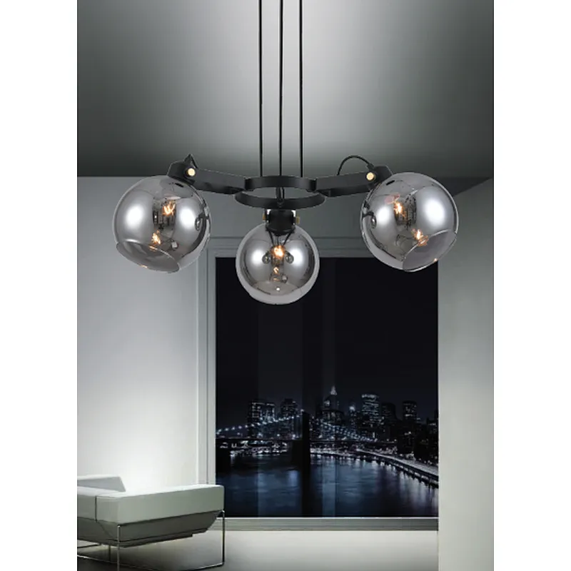 European modern E27 chandelier pendant light with smoke glass restaurant bar home hotel decoration chandelier