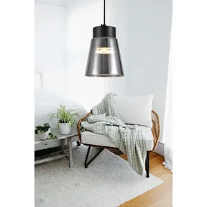 2022 European modern smoke grey glass pendant lamp fashion LED 20W hanging lamp for dining kitchen bedside
