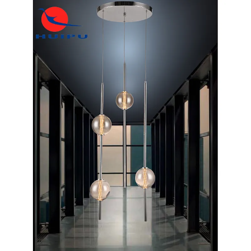 The Nordic modern creative Led chrome pendant light with grey glass high quality indoor decoration pendant light