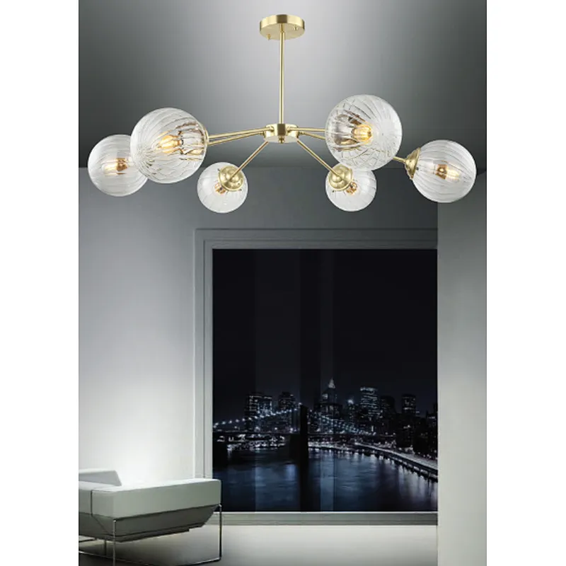 Hot sale European high-end gold ceiling light with clear glass shade hotel home office decoration ceiling lamp