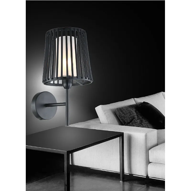 Nordic industrial style iron art E14 black wall lamp high quality bedside lamp dinning living room street decoration