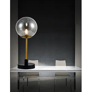 post modern smoky grey glass table lamp