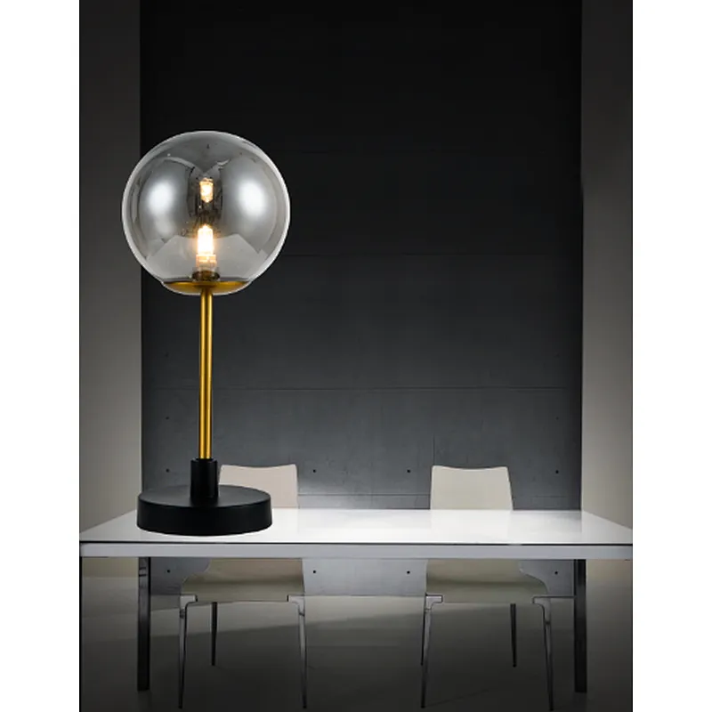 post modern smoky grey glass table lamp