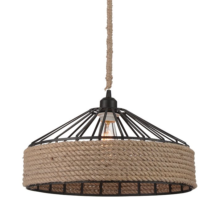 Industrial design E27 40W hemp rope single light pendant lamp