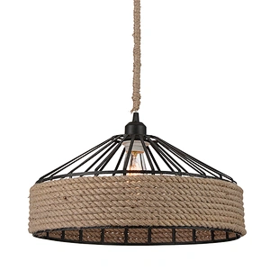 Industrial design E27 40W hemp rope single light pendant lamp