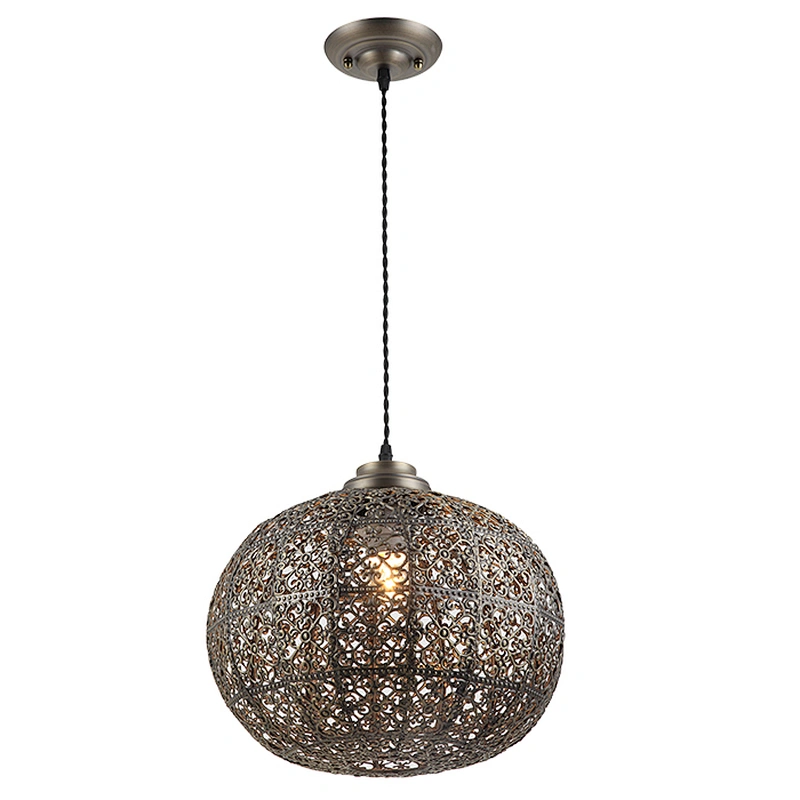 Metal Drop Cover Fancy Antique Brass Metal Ball Sheet Iron Welding Technique Hanging Pendant Light