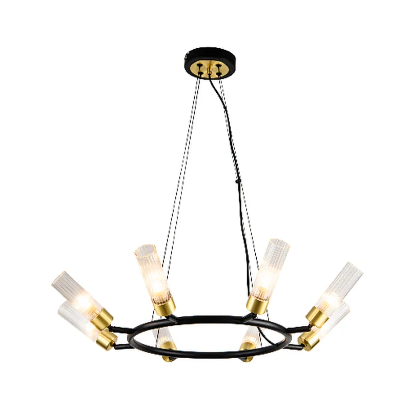 Dubai style hot sale 8 lights black ring chandelier ceiling lamp modern luxury chandelier for bedroom living room dinning