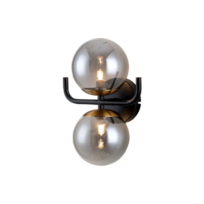 High quality Nordic style modern creative wall lamp with smoke glass Indoor Installation G9 *2 wall lamp
