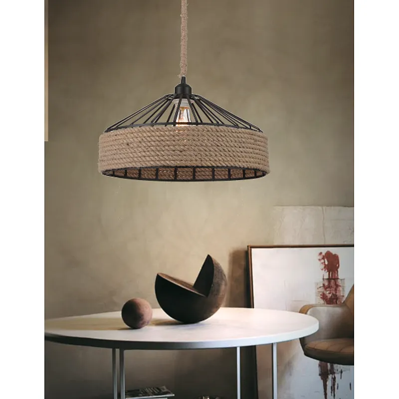 China hot sale American retro hemp rope pendant light with E27 lamp holder dinning lighting