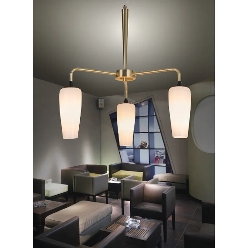New Design Luxury Modern Pendant Light Hotel Villa Glass Shade Gold Chandelier Hanging Light With E14 Lamp Holder