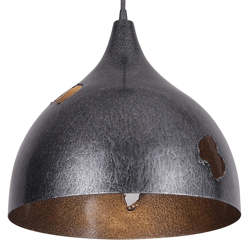 Industrial Rustic Hand Melted Silver Grey Metal Hanging Pendant Light
