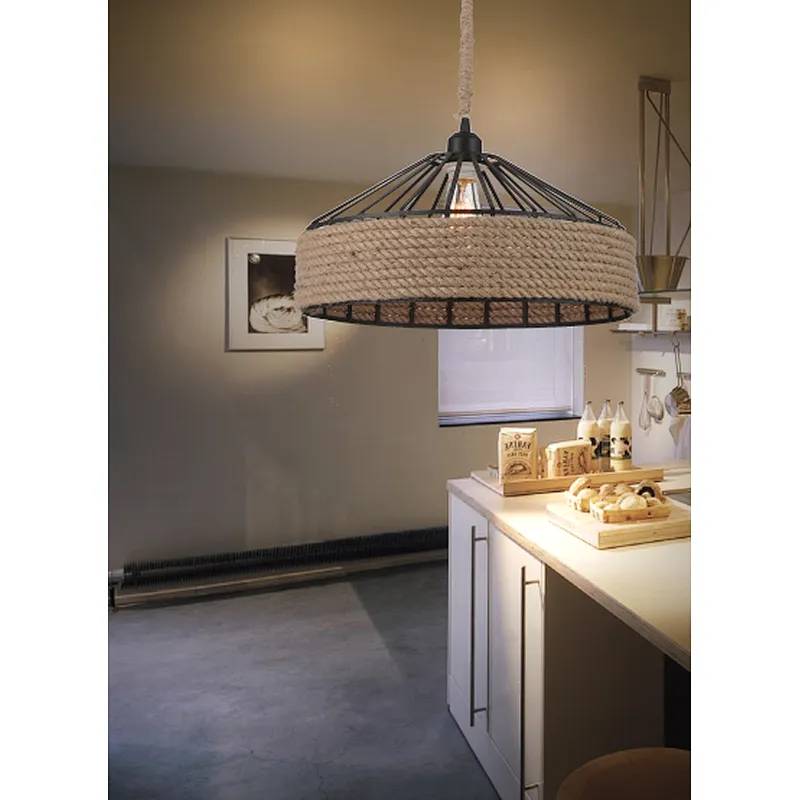 China hot sale American retro hemp rope pendant light with E27 lamp holder dinning lighting