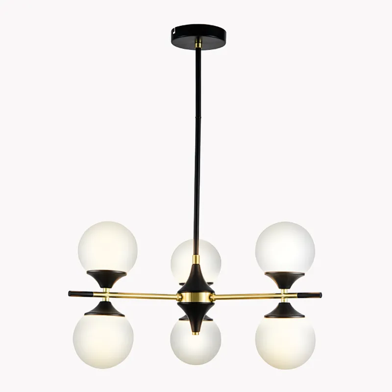 Nordic modern new design good quality white milk glass pendant light indoor decoration 6 light chandelier