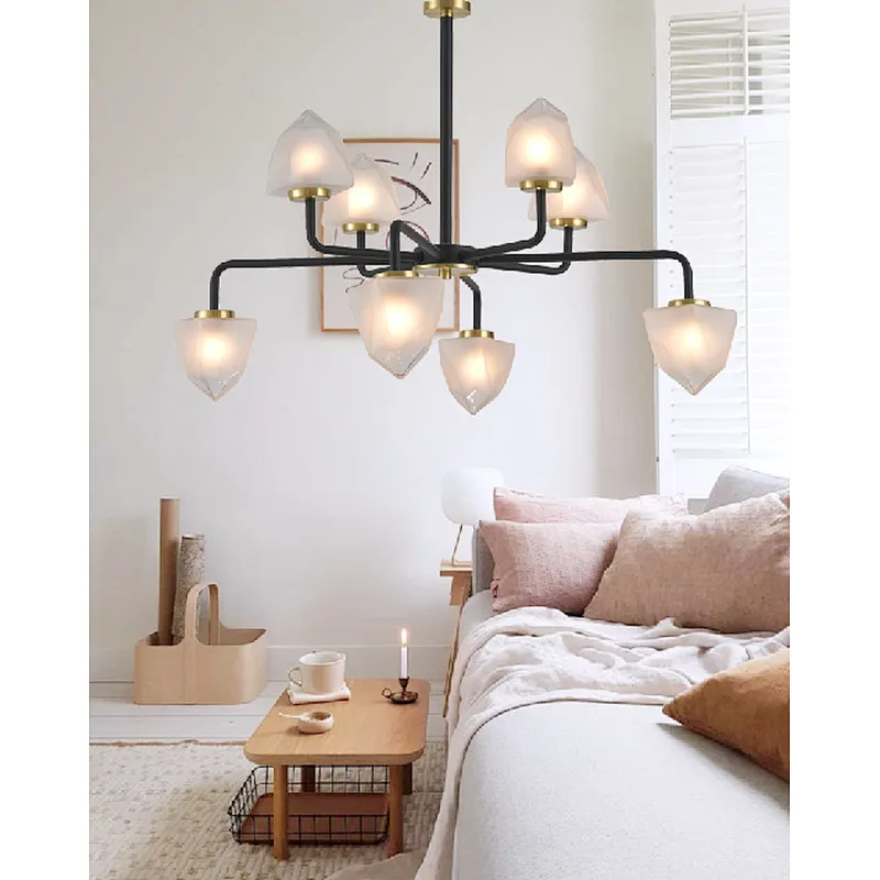 2022 Chinese modern luxury 8 lights chandelier with beautiful glass