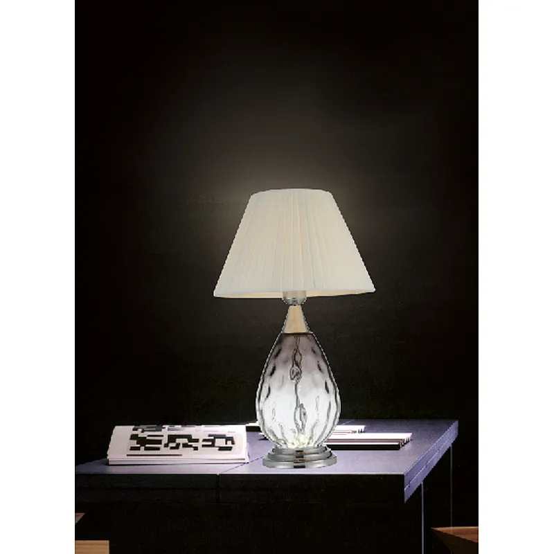 Chinese modern white cloth cover glass main table lamp