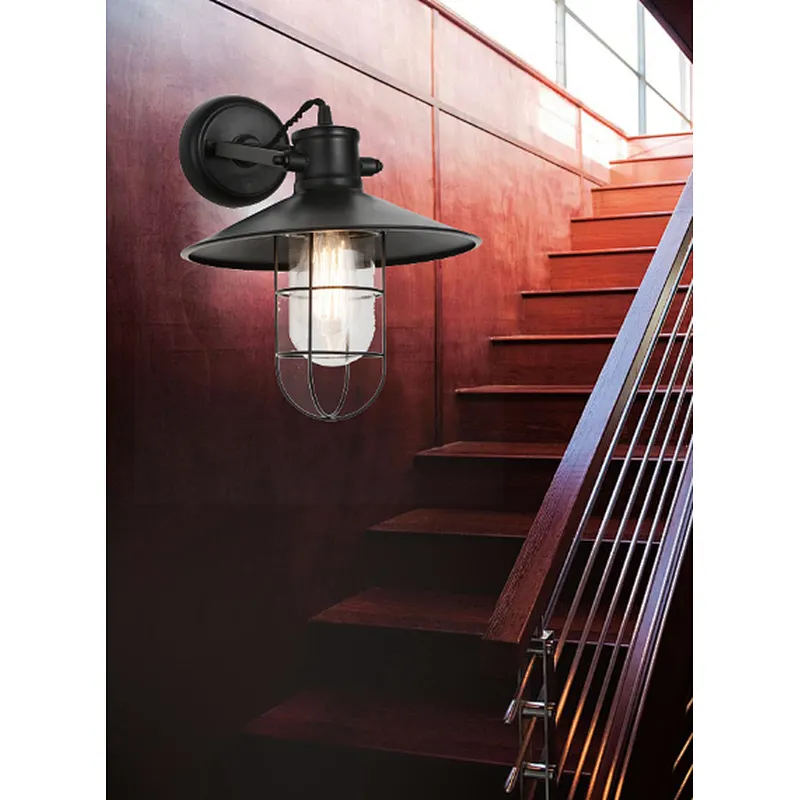 American retro industrial style black metal wall lamp