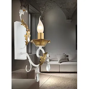 European traditional classic light luxury wall lamp with crystal pendant