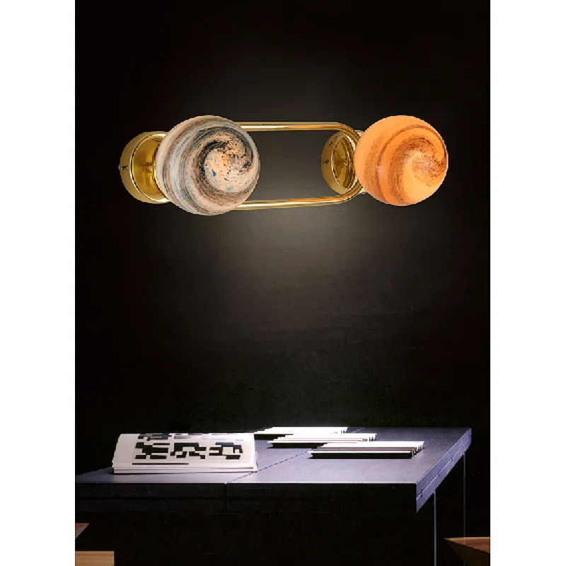 Nordic style modern double vagrant glass ball wall lamp