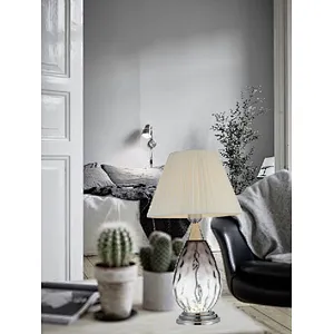 Chinese modern white cloth cover glass main table lamp