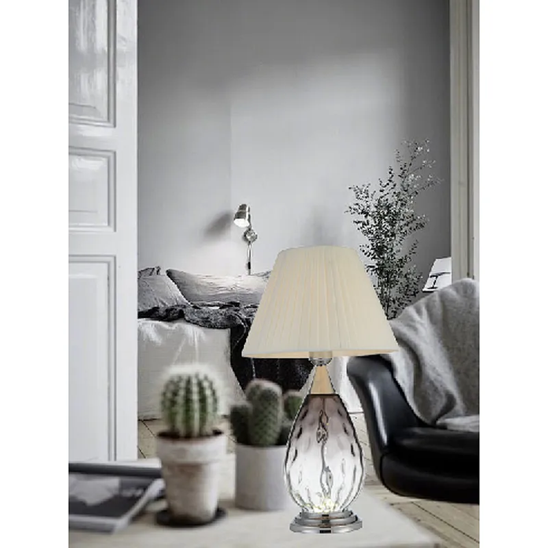 Chinese modern white cloth cover glass main table lamp