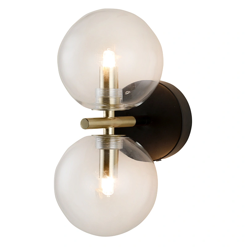 Nordic modern contracted double clear glass wall lamp
