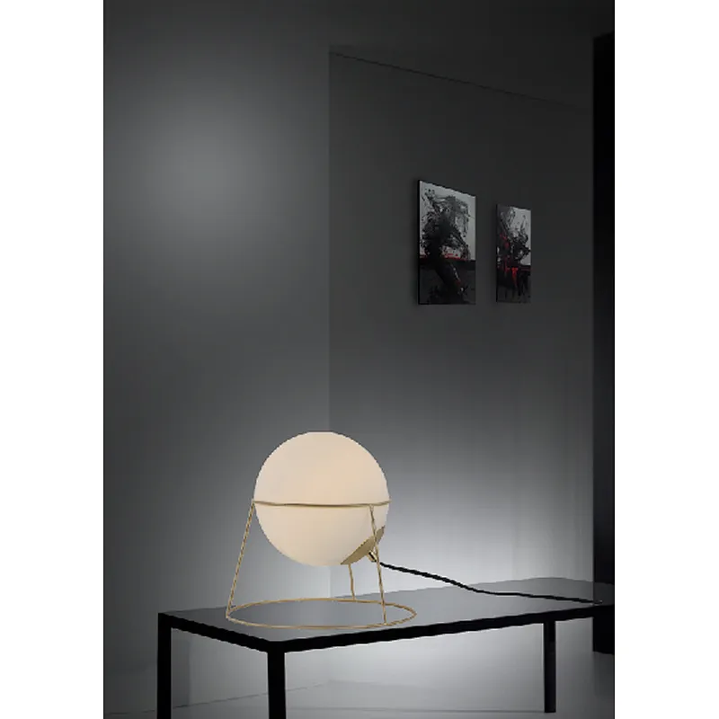 European modern simple round white glass desk lamp house