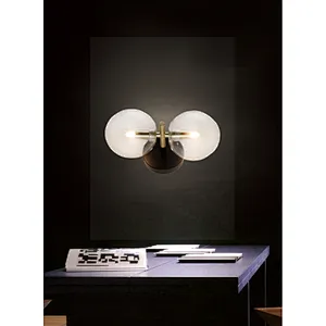 Nordic modern contracted double clear glass wall lamp