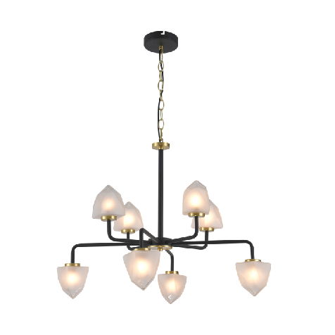 2022 Chinese modern luxury 8 lights chandelier with beautiful glass