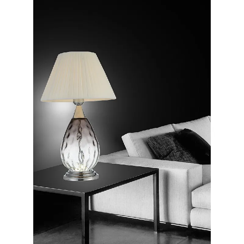 Chinese modern white cloth cover glass main table lamp