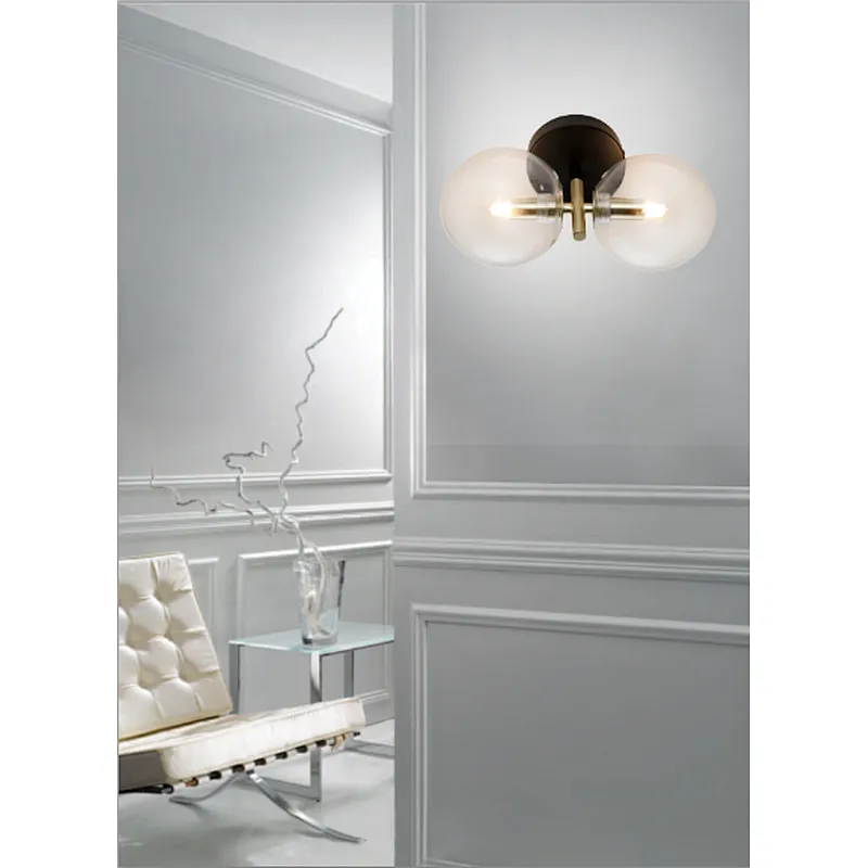 Nordic modern contracted double clear glass wall lamp
