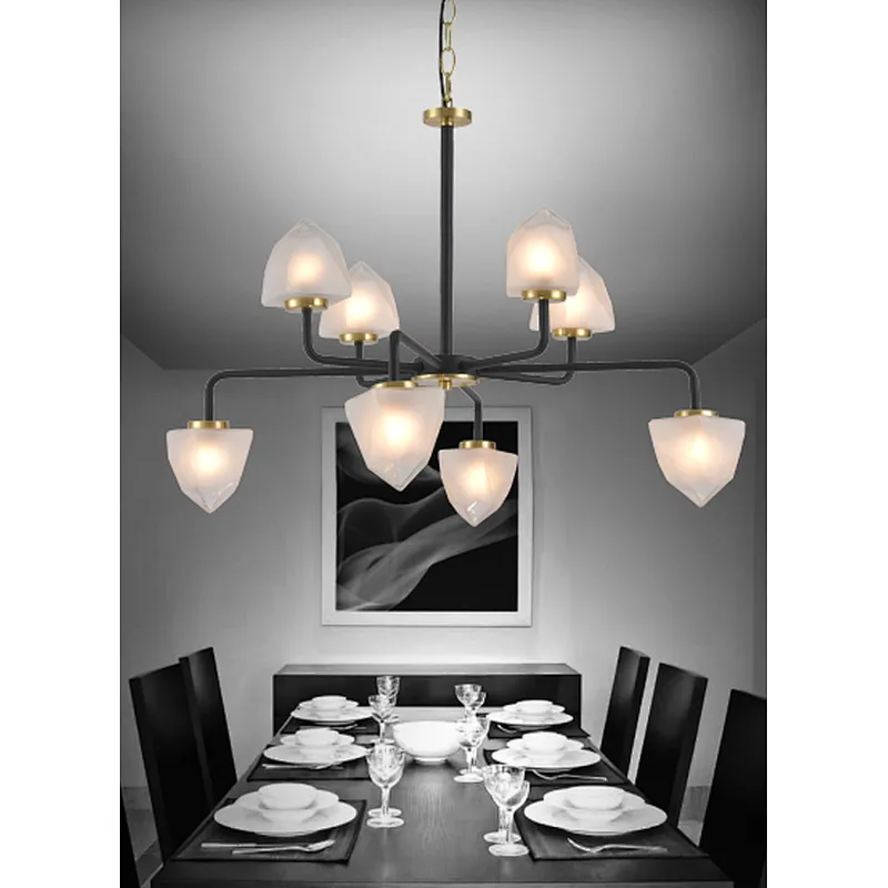 2022 Chinese modern luxury 8 lights chandelier with beautiful glass