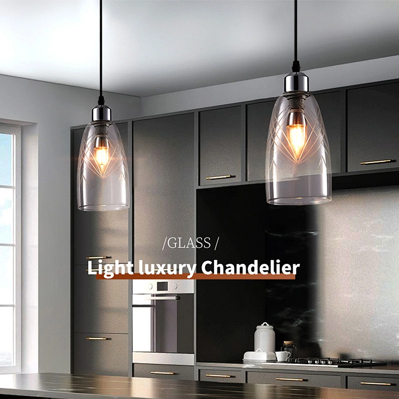 modern clear glass pendant light for bedside dining kitchen decoration lighting fixtures