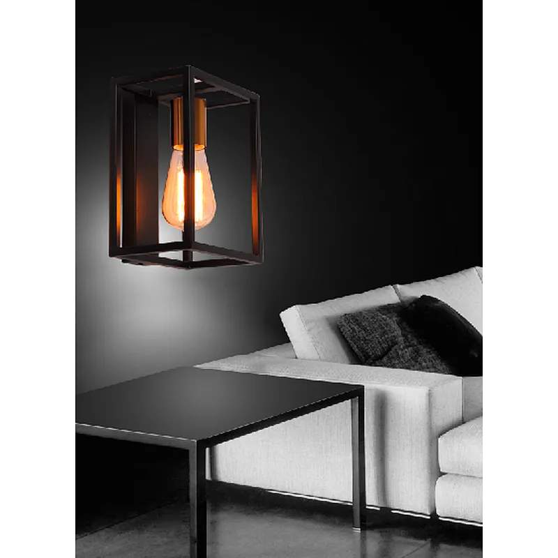 French industrial style black metal shelf wall lamp E27