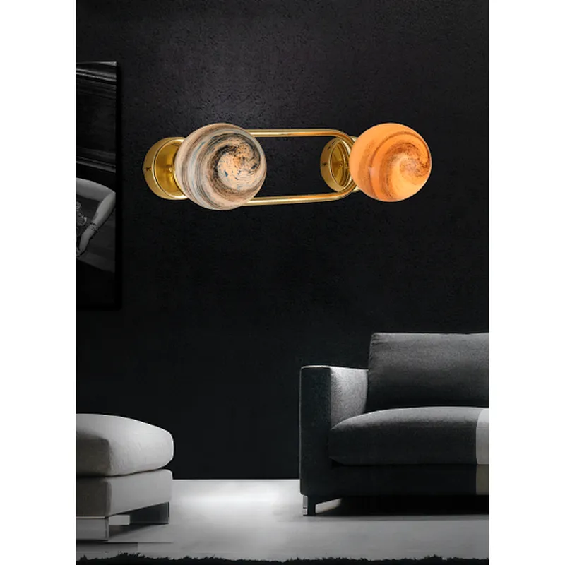 Nordic style modern double vagrant glass ball wall lamp