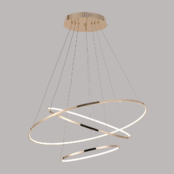 Modern luxury golden 3 rings LED chandelier pendant light