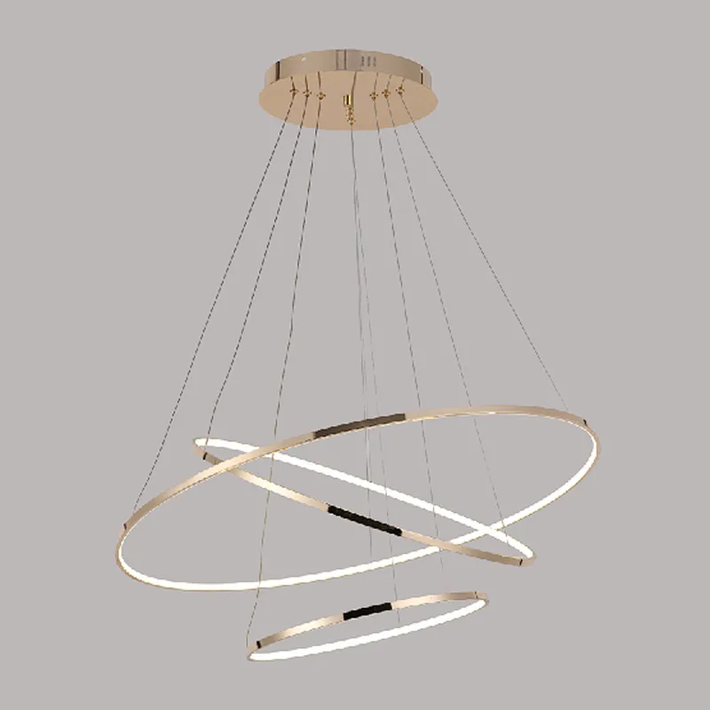 Modern luxury golden 3 rings LED chandelier pendant light