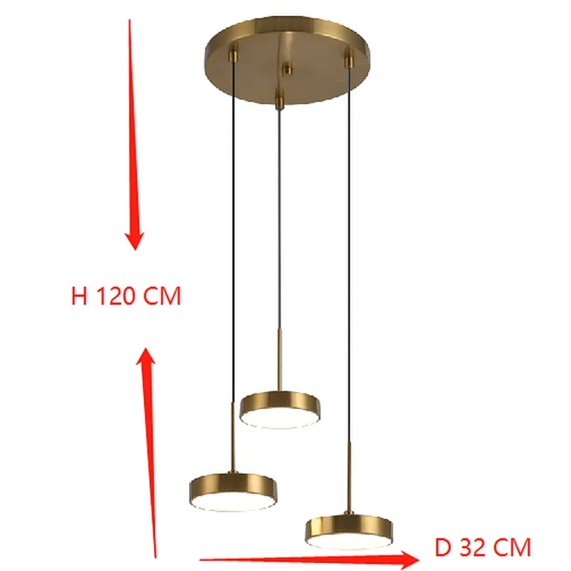 Post modern luxury copper led 18W ceiling pendant light